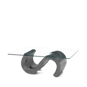Coffee table with transparent tempered glass top 120x70x36h cm