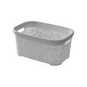 Gray Laundry Basket With Flower Pattern, 27Lt