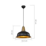 Rena pendant lamp ASZ1341 black metal with gold interior