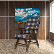 Adjustable Blue Checkered Fabric Armchair