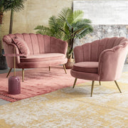 2 seater velvet effect sofa Giliola antique pink
