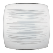 Ceiling Lamp 1xE27 Hooks Chrome Glass Plate White Decorated Horizontal Lines E-Energy Manuela