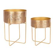 Set of 2 gold aluminum vase holders in classic style