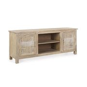 Mayra 2-door low cabinet in natural wood 150x40x60h cm