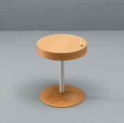 Oak coffee table with wooden top and metal base