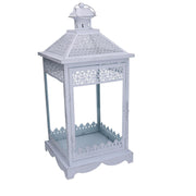 Metal lantern 1-3 matt white silver squared cm24x24h52,5