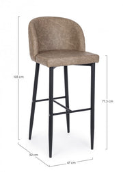 4x Taupe bar stool in design style faux leather