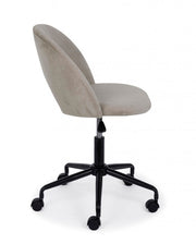 Taupe velvet office chair and steel base
