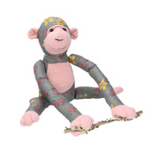 Fabric monkey puppet with flowers cm30x33h25