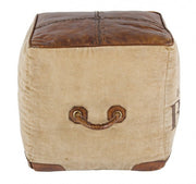 Cube ottoman in industrial style leather cm 45x45x45h