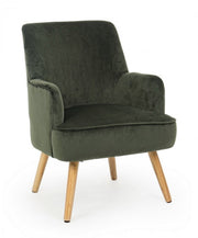 Vintage living room armchair in dark green velvet ADELINE 60x67x h79 cm