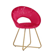 Red Velvet Etere Armchair with Golden Metal Legs 65x60x82 cm