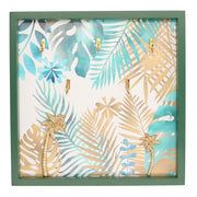 Green leaves wooden keychain 5 places cm29x29x3