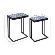 Set of 2 NEAPOLIS coffee tables in steel with mdf top decorated with print 62.5h 56h cm
