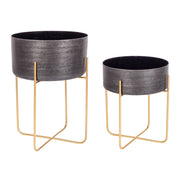 Set of 2 black design style aluminum doors