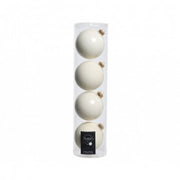 Christmas ball 10 cm in milk white glass assorted Set 4 pieces
