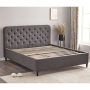 Dark Grey Idra Double Storage Bed with Buttoned Headboard L 170 x W 207.5 x H 114 cm