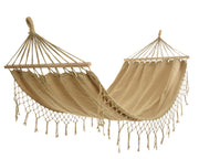 Beige 100% FSC polyester and cotton hammock for outdoor use