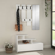 White Entryway Mobile Vesty with Shoe Rack and Mirror 100x30x122 cm