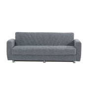3 seater sofa bed in gray fabric with container 214x80xH.83 cm