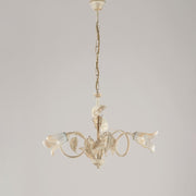 Iron Ivory Gold Chandelier White Amber Glasses three lights 58x h43 cm