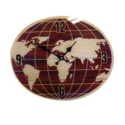 Oval red world glass clock cm34x4h34