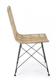 Contemporary style chair in steel and natural kubu LUCILA 45x55x h85 cm
