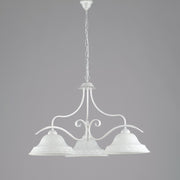 Classic chandelier in silver-white iron with white glass three lights 30x h53 cm