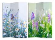 Flowers and Butterflies 3-Panel Printed Room Divider 120.6x2.5xH180.6cm
