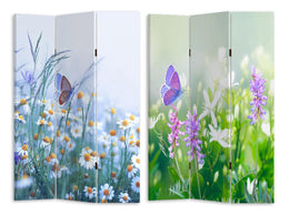 Flowers and Butterflies 3-Panel Printed Room Divider 120.6x2.5xH180.6cm