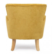 Chenille vintage armchair upholstered in ocher velvet