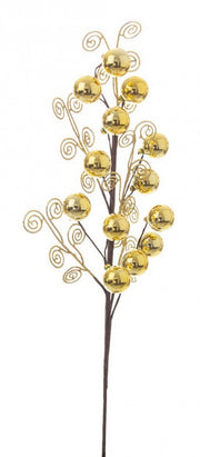 12x Gold Lizbeth Branch with C-Spheres, Height 60cm