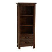 Mobile libreria noce country con 3 vani a vista e 2 cassetti 60x36xh. 150 cm
