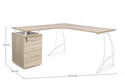 Corner desk with Kavita wooden chest of drawers