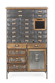 OFFICINA chest of drawers in steel and wood 132.5h cm