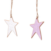 Pink wooden star pack of 8 cm21,5x10,5x2,2