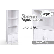 Mobile libreria bianco con ante e vani cm 60 x 24 x 170 h