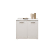 White ash multipurpose cabinet in melamine wood L.90xH.80xP.45 cm