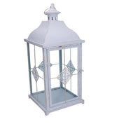 Metal lantern 1-2 matt white gold square cm22x22h51