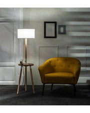Acrux floor lamp in white fabric and wood STS