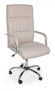 Office armchair with Queensland armrests in dove gray eco-leather