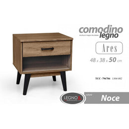 Comodino stile urban noce con piedini alti cm 48 x 38 x 50 h