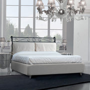 Iron double bed with white LEONARDO eco-leather bed frame 170x218x h118 cm