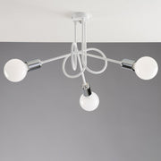 Urban ceiling lamp in white iron with chrome finish three lights 42x h30 cm