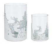 Set of 4 Graceful White Reindeer Cylinder Candles