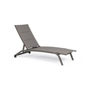 Cleopas sunbed in dove gray aluminum with wheels