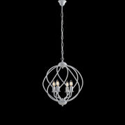 Chandelier deco suspension iron White Silver four lights 43x h50 cm