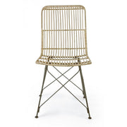 Contemporary style chair in steel and natural kubu LUCILA 45x55x h85 cm
