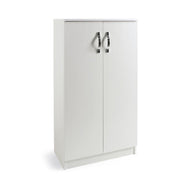 White multipurpose shoe cabinet in melamine wood 2 doors h130x71x38