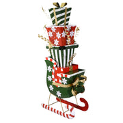 Metal sled with dark green presents cm64x34h150